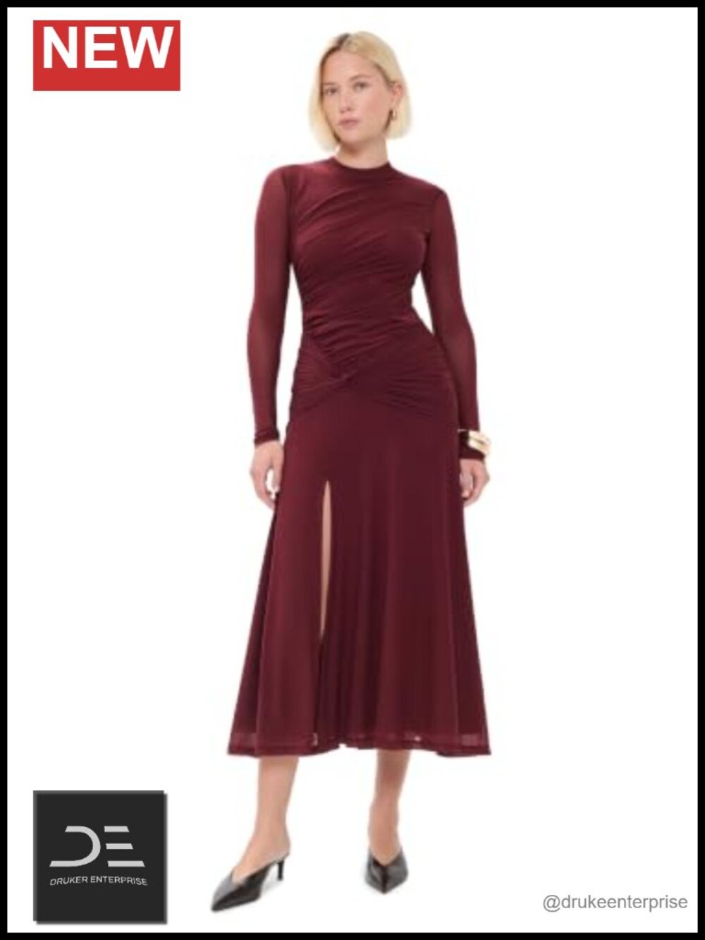 Long Sleeve Ruched Maxi Dress